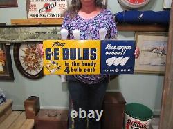 Vintage Original Buy G. E. General Electric Bulbs D. S. Dealer Display Sign