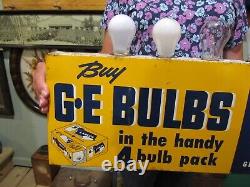 Vintage Original Buy G. E. General Electric Bulbs D. S. Dealer Display Sign