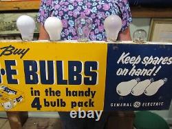 Vintage Original Buy G. E. General Electric Bulbs D. S. Dealer Display Sign