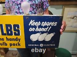 Vintage Original Buy G. E. General Electric Bulbs D. S. Dealer Display Sign