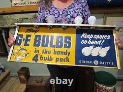 Vintage Original Buy G. E. General Electric Bulbs D. S. Dealer Display Sign
