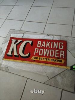 Vintage Original Double Sided KC BAKING POWDER Sign Store Display 27¾ by 11¾