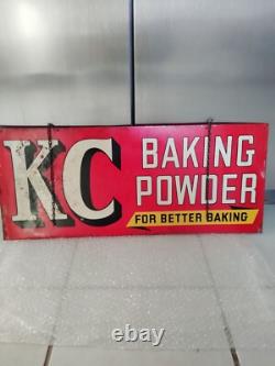 Vintage Original Double Sided KC BAKING POWDER Sign Store Display 27¾ by 11¾