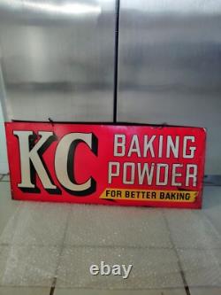 Vintage Original Double Sided KC BAKING POWDER Sign Store Display 27¾ by 11¾