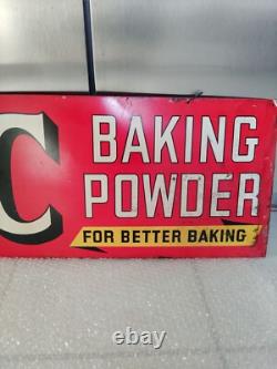 Vintage Original Double Sided KC BAKING POWDER Sign Store Display 27¾ by 11¾