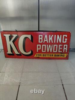 Vintage Original Double Sided KC BAKING POWDER Sign Store Display 27¾ by 11¾