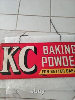 Vintage Original Double Sided KC BAKING POWDER Sign Store Display 27¾ by 11¾