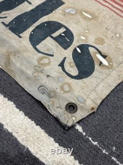 Vintage Original MOBILOIL FILPRUF Bottle Gargoyle Canvas Banner Oil Gas Sign