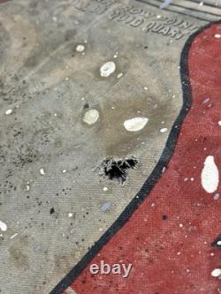 Vintage Original MOBILOIL FILPRUF Bottle Gargoyle Canvas Banner Oil Gas Sign