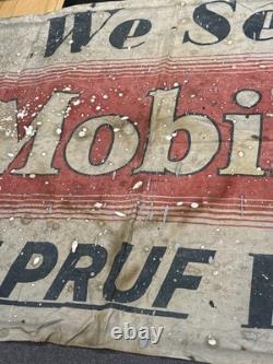 Vintage Original MOBILOIL FILPRUF Bottle Gargoyle Canvas Banner Oil Gas Sign