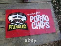 Vintage PRINGLES Potato Chips Metal Sign Store Display RARE 21 1/2 X 12 rough