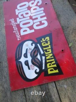 Vintage PRINGLES Potato Chips Metal Sign Store Display RARE 21 1/2 X 12 rough
