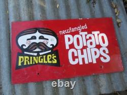 Vintage PRINGLES Potato Chips Metal Sign Store Display RARE 21 1/2 X 12 rough