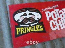 Vintage PRINGLES Potato Chips Metal Sign Store Display RARE 21 1/2 X 12 rough