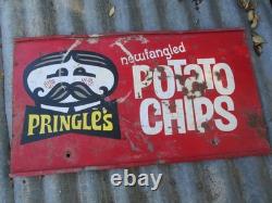 Vintage PRINGLES Potato Chips Metal Sign Store Display RARE 21 1/2 X 12 rough