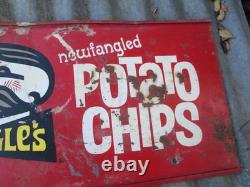 Vintage PRINGLES Potato Chips Metal Sign Store Display RARE 21 1/2 X 12 rough