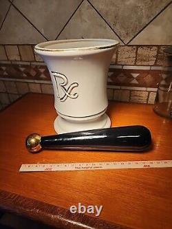 Vintage Pharmacy Apothecary Drug Store Giant Display Rx Mortar & Pestle RARE