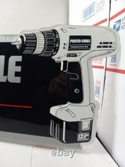 Vintage Porter-Cable Metal Embossed Sign Hardware Display Advertising RARE