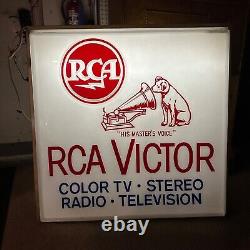 Vintage RCA Victor Radio Television Sign Plastic Double-Sided Record Store Sign