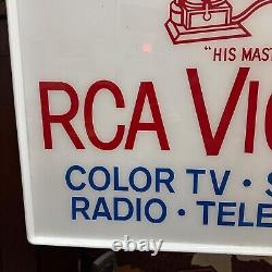 Vintage RCA Victor Radio Television Sign Plastic Double-Sided Record Store Sign