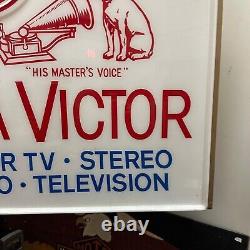 Vintage RCA Victor Radio Television Sign Plastic Double-Sided Record Store Sign