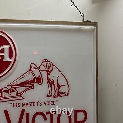 Vintage RCA Victor Radio Television Sign Plastic Double-Sided Record Store Sign