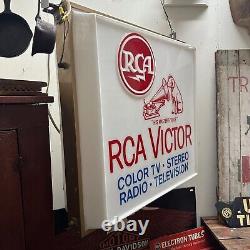 Vintage RCA Victor Radio Television Sign Plastic Double-Sided Record Store Sign