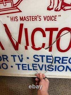 Vintage RCA Victor Radio Television Sign Plastic Double-Sided Record Store Sign