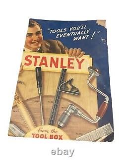 Vintage Rare Stanley Tool Box Sign Poster Advertisement Store Cardboard Display