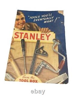 Vintage Rare Stanley Tool Box Sign Poster Advertisement Store Cardboard Display