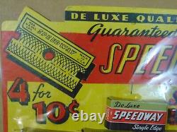 Vintage Razor Blade Display Advertising Shaving Men Deluxe Speedway Single Edge