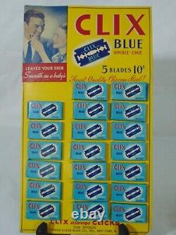 Vintage Razors Blade Shaving Store Display Advertising Clix Blue Double Edge