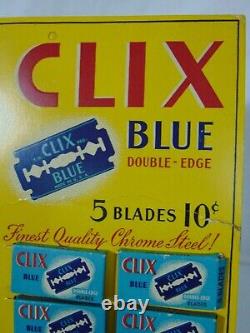 Vintage Razors Blade Shaving Store Display Advertising Clix Blue Double Edge