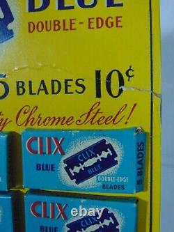 Vintage Razors Blade Shaving Store Display Advertising Clix Blue Double Edge