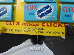 Vintage Razors Blade Shaving Store Display Advertising Clix Blue Double Edge