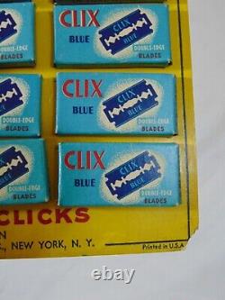 Vintage Razors Blade Shaving Store Display Advertising Clix Blue Double Edge