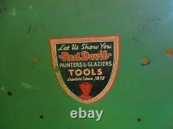 Vintage Red Devil Tools & Painting Supplies Glazers Metal Sign Store Display Sta