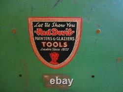 Vintage Red Devil Tools & Painting Supplies Glazers Metal Sign Store Display Sta
