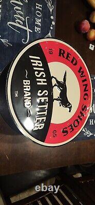 Vintage Red Wing Shoes Store Display Sign Metal Double Shoe Advertising Sign 12