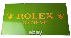 Vintage Rolex Luxury Watches Porcelain Fancy Store Display Gas Pump Service Sign