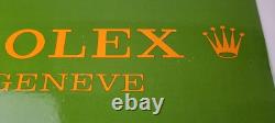 Vintage Rolex Luxury Watches Porcelain Fancy Store Display Gas Pump Service Sign