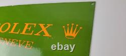 Vintage Rolex Luxury Watches Porcelain Fancy Store Display Gas Pump Service Sign