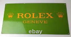 Vintage Rolex Luxury Watches Porcelain Fancy Store Display Gas Pump Service Sign