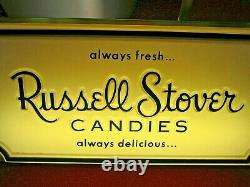 Vintage Russell Stover Candies Lighted Store Display Sign Double Sided Works