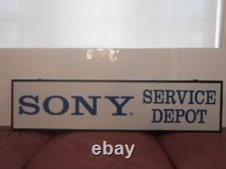 Vintage SONY SERVICE DEPOT & HITACHI Double Sided Lighted Store Display Sign 4