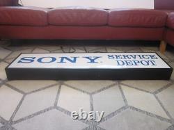 Vintage SONY SERVICE DEPOT & HITACHI Double Sided Lighted Store Display Sign 4