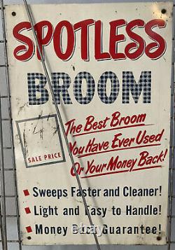 Vintage'SPOTLESS BROOM' Metal Store Display with Rack and Sign