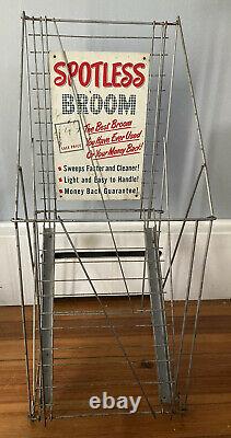 Vintage'SPOTLESS BROOM' Metal Store Display with Rack and Sign