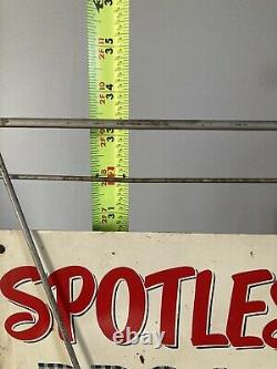 Vintage'SPOTLESS BROOM' Metal Store Display with Rack and Sign