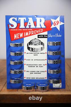 Vintage STAR Watch Band Stainless Steel Countertop Store Display NOS sign